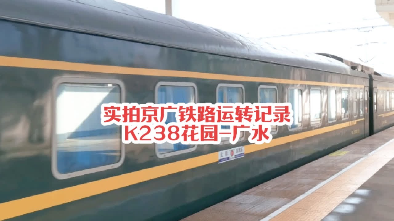 #火车迷爱好者 实拍京广线花园站列车运转记录，K238运转区间花园-广水#铁路摄影 #火车视频 #沿途随拍 #绿皮火车