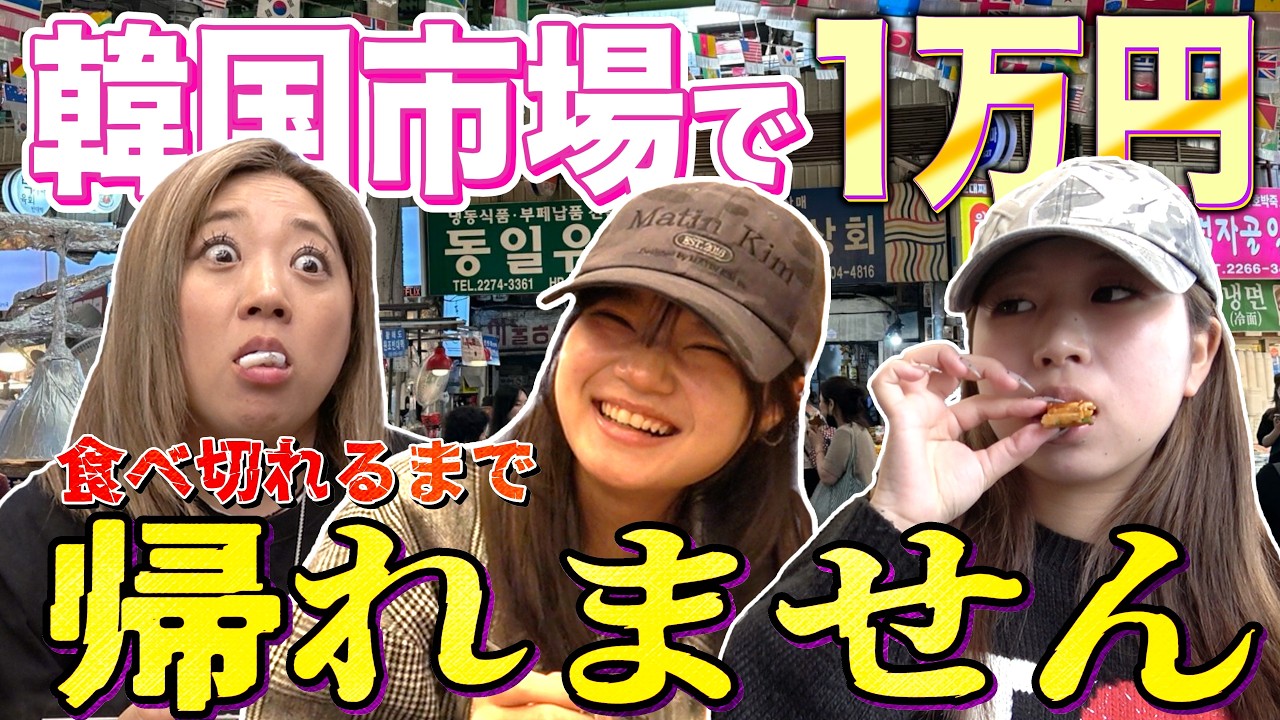 【韓国ラスト】食べ歩きで1万円使い切るまで帰れません！日本にも帰しません！【ひーちゃんまたね】