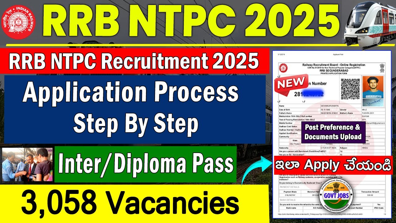 RRB NTPC 2025 UG Apply Online | 12th Pass Railway TC Jobs | 45,000 Salary | Govt Job Telugu