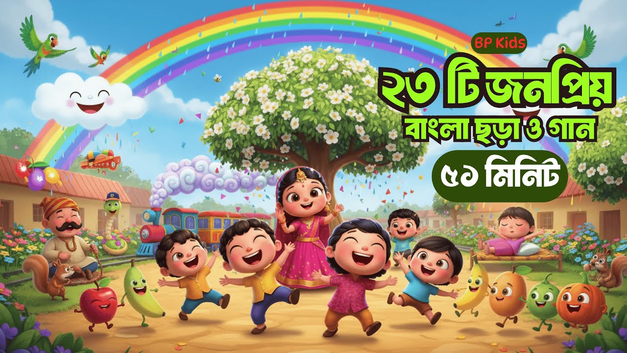 ২৩টি জনপ্রিয় বাংলা ছড়া, Bangla Rhymes | আতা গাছে তোতা পাখি, আমপাতা জোড়া জোড়া, ভোর হলো | BP Kids