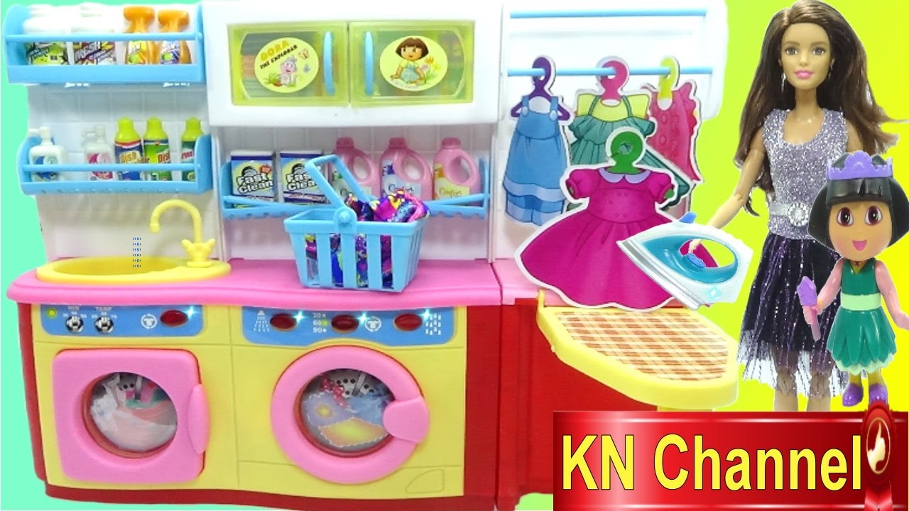Đồ chơi trẻ em PH&Ograve;NG GIẶT ĐỒ ỦI ĐỒ CỦA B&Uacute;P B&Ecirc; BARBIE b&uacute;p b&ecirc; DORA Doll Kids toy