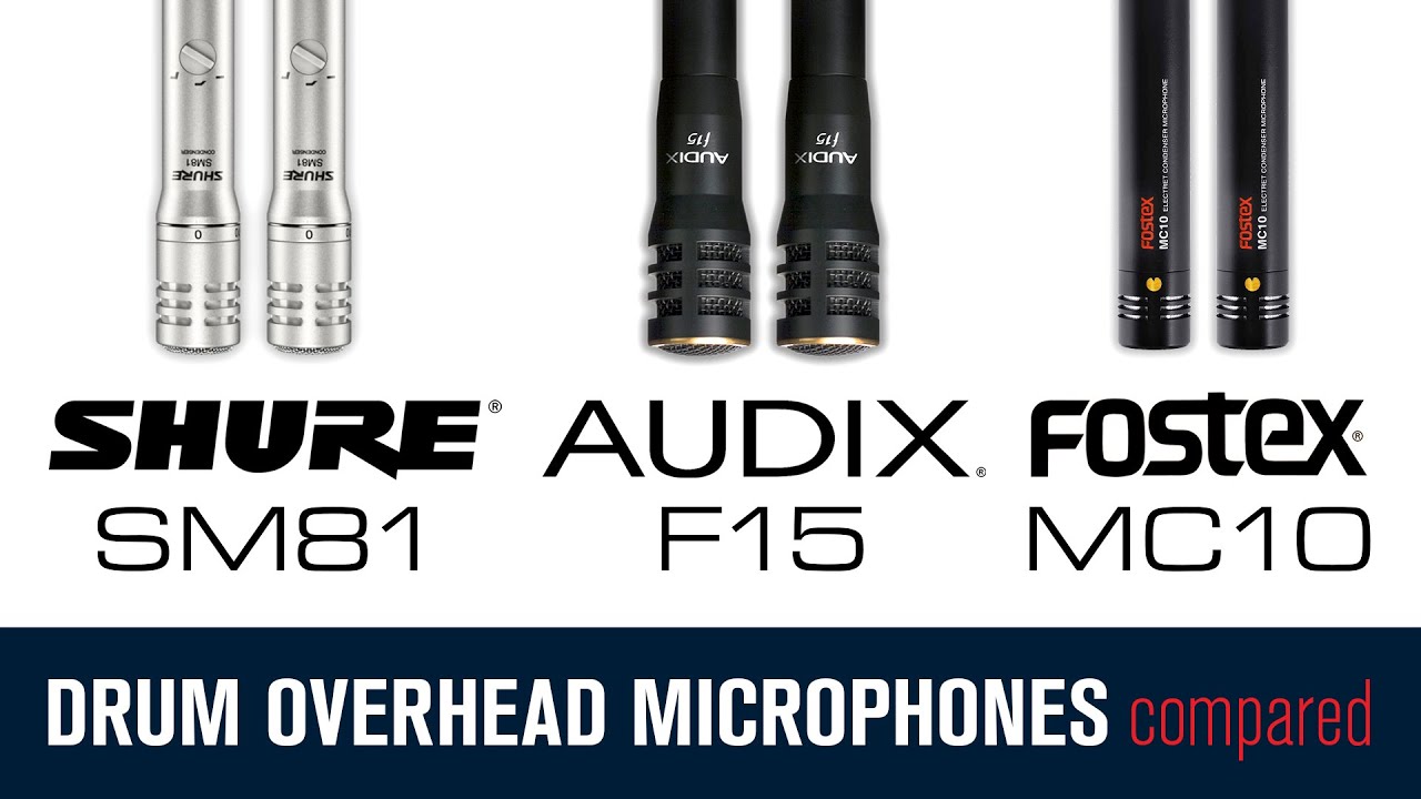 Shure SM81 vs Audix f15 vs Fostex MC10 Drum Overhead Microphone comparison Small Diaphragm Condenser