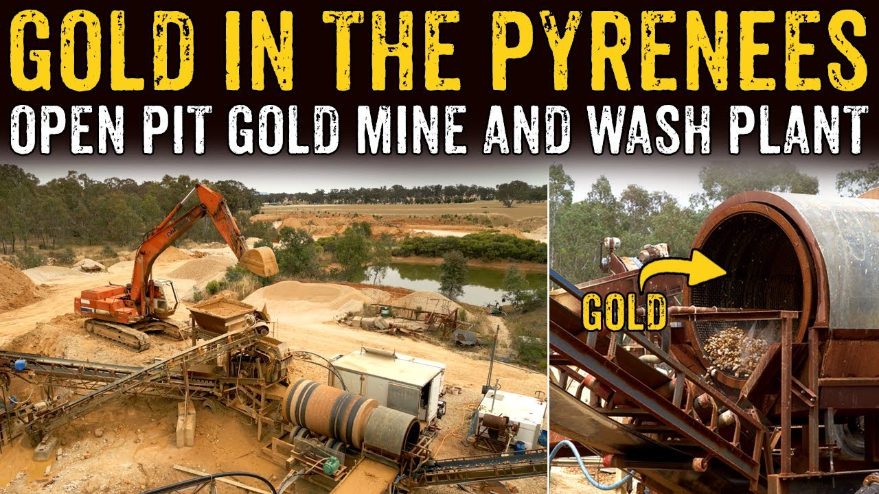 Gold in the Pyrenees - Open Pit Gold Mine and Wash Plant in Operation