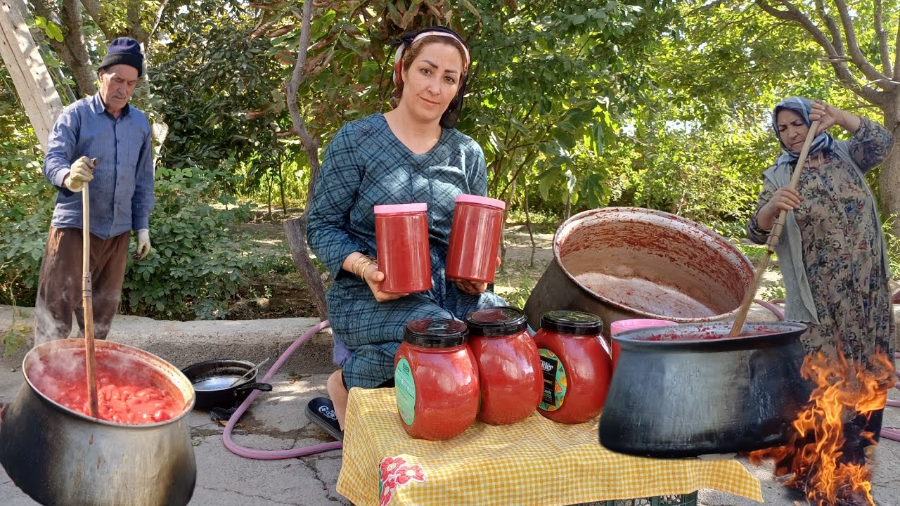 Homemade Tomato Paste on a Wood-Fired Stove | Village Life