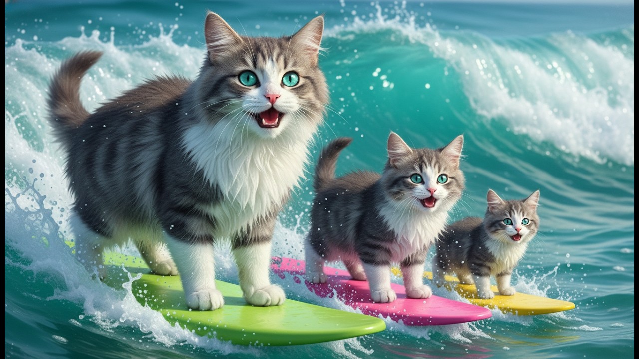 Sweet Moment: Mama Cat Trims Her Tiny Babies for Nap Time