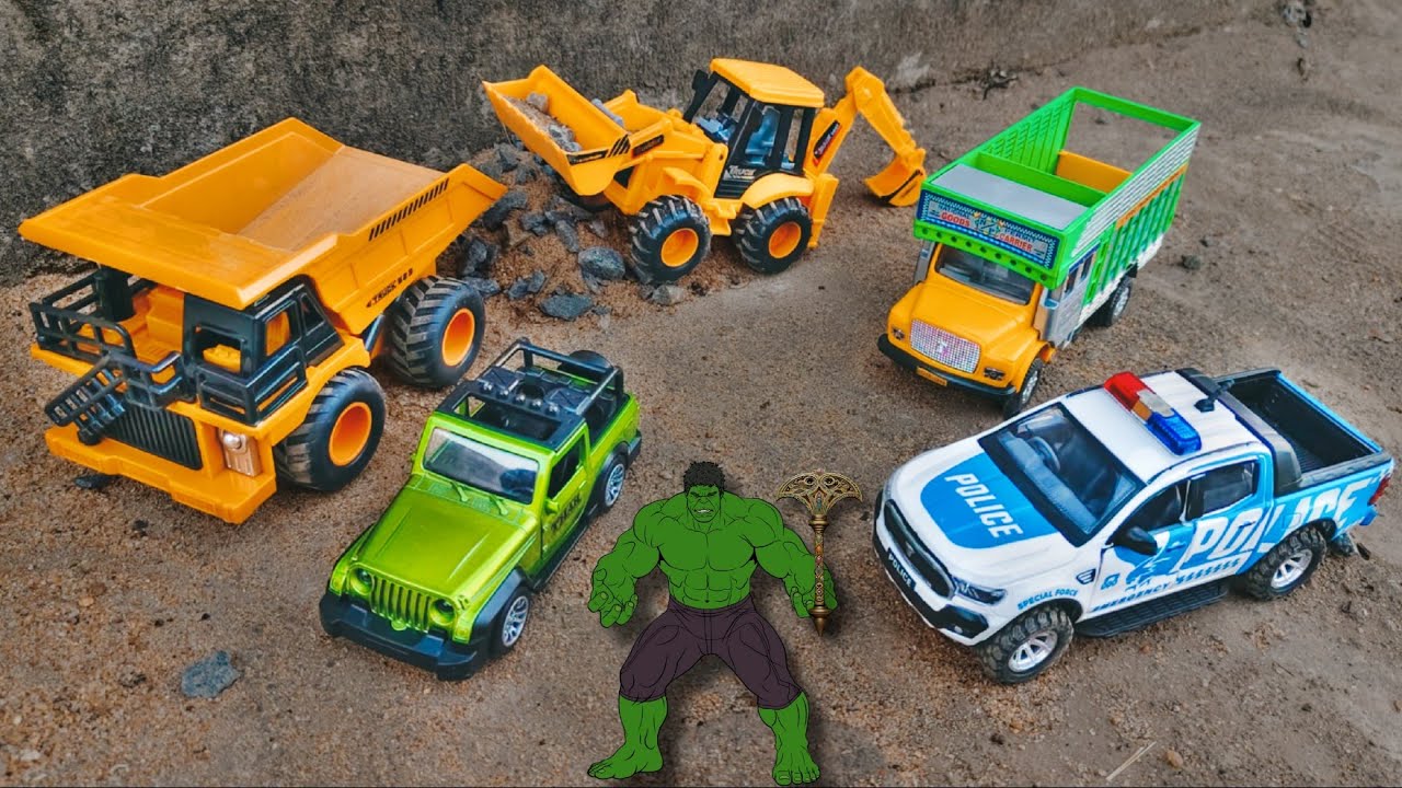 JCB & Dump Truck to the Rescue! Cleaning Adventure 🚜✨|| JCB, Dumper, and Police Car in Action! #toys