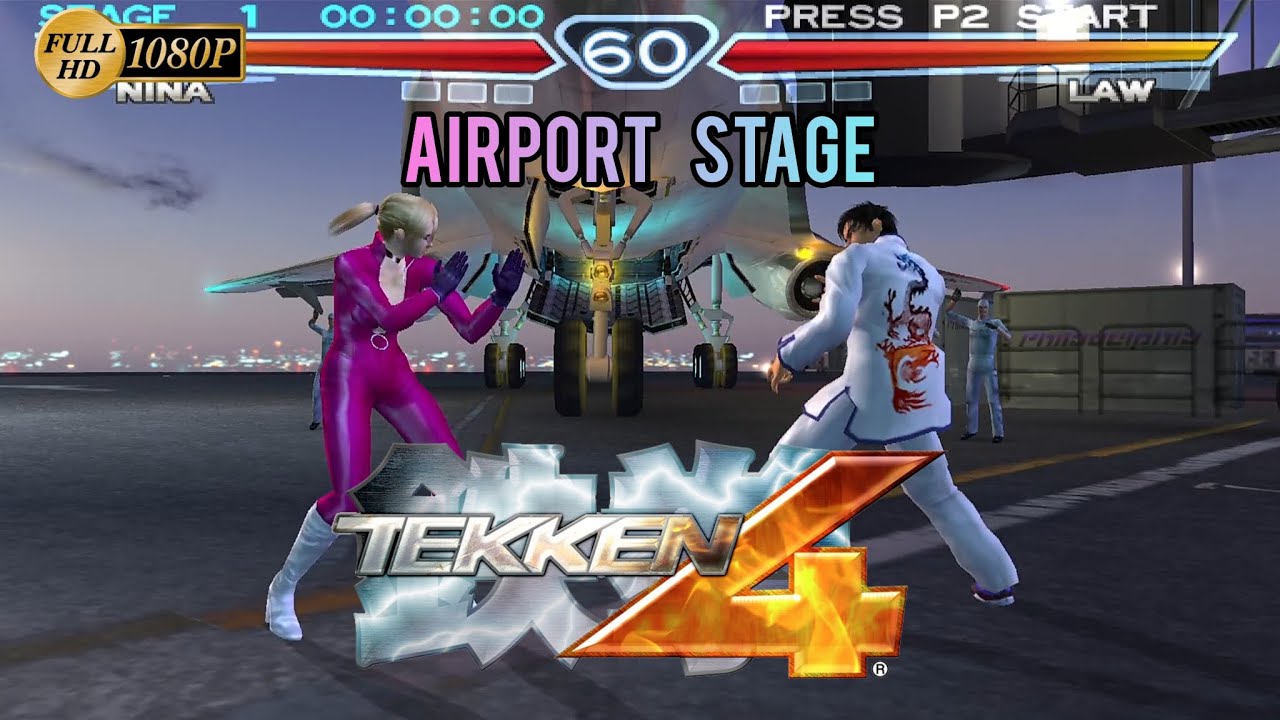 Tekken 4 airport stage pcsx2 | Nina vs Law | 1080p wide screen #tekken