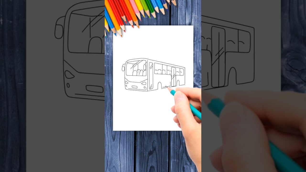 Learn How to Draw a Bus Very Easily for Kids, todders  #easydrawing #simpledrawing #art #painting