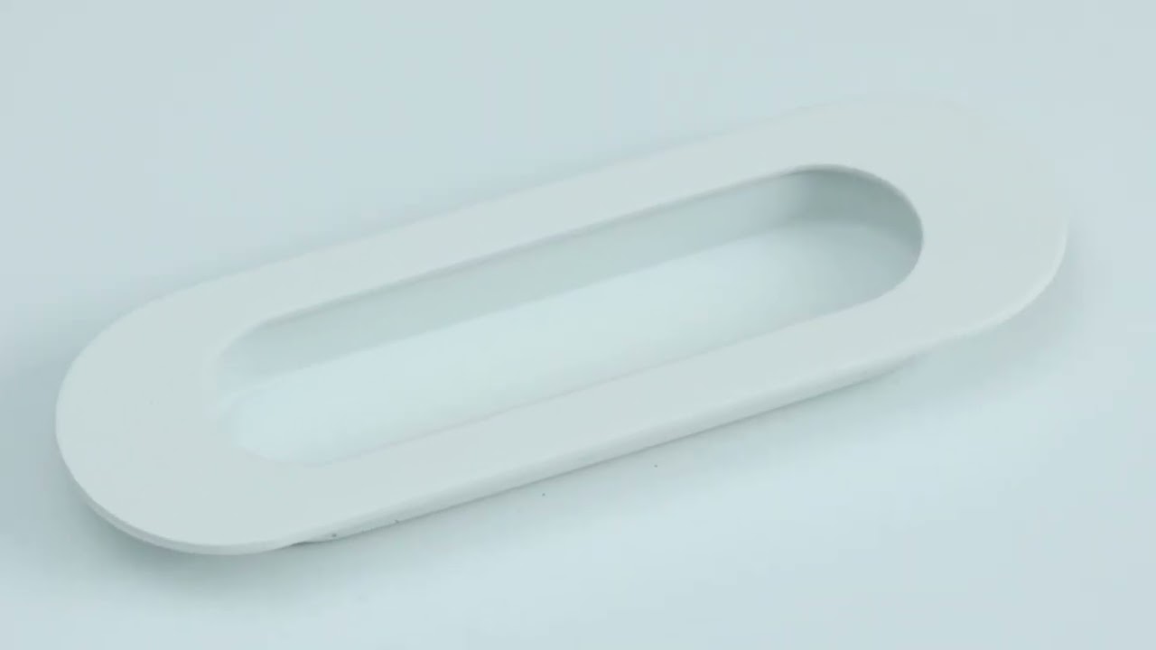 Sliding door handle oval 120x40x12mm blind matt white DB244