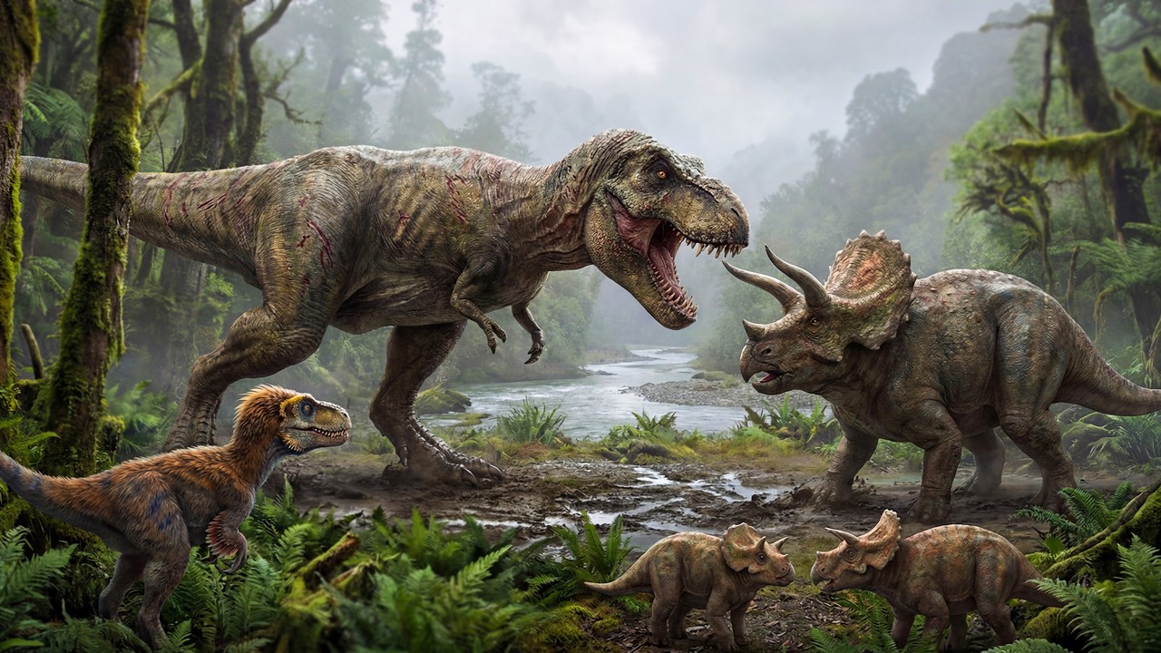 Tyrannosaurus Rex vs. Triceratops | The balance of power | Planet Dinosaur | BBC
