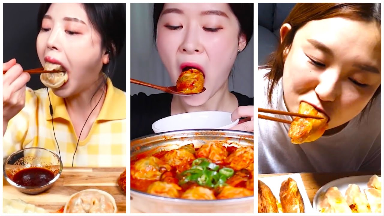 ASMR 🥟 SPICY 🥵 DUMPLINGS WITH RICE EGGS DRINKS FIRE SAUCE MUKBANG | SPICY MUKBANG EATING SOUNDS