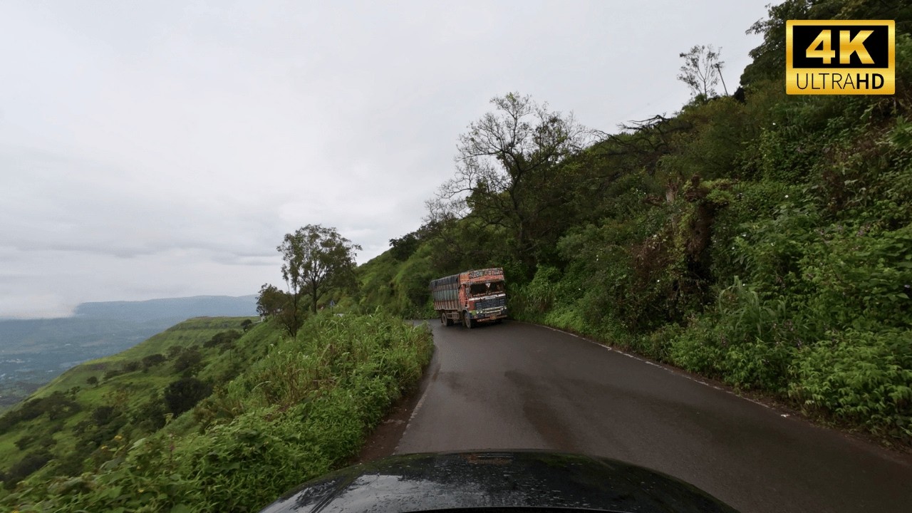 Hills of Panchgani to Pune City - Scenic Early Morning Drive - Monsoon Season - India 4K