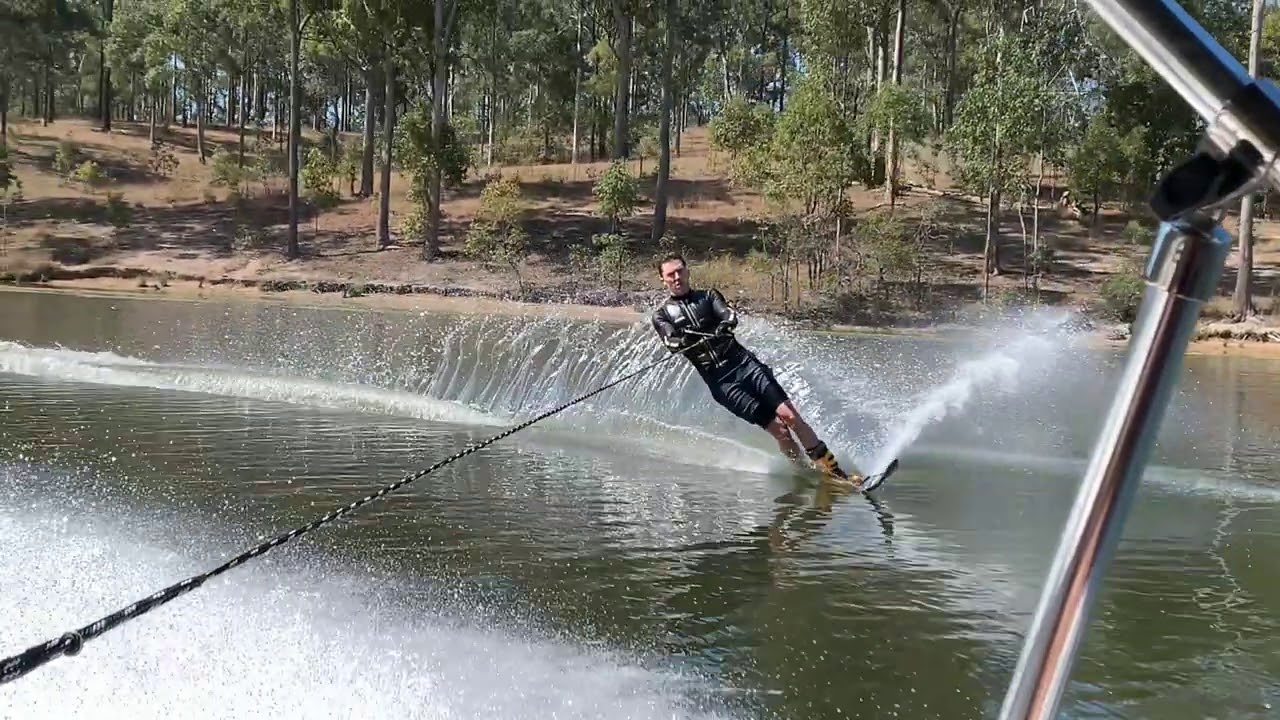 Slow Motion Slalom Waterskiing