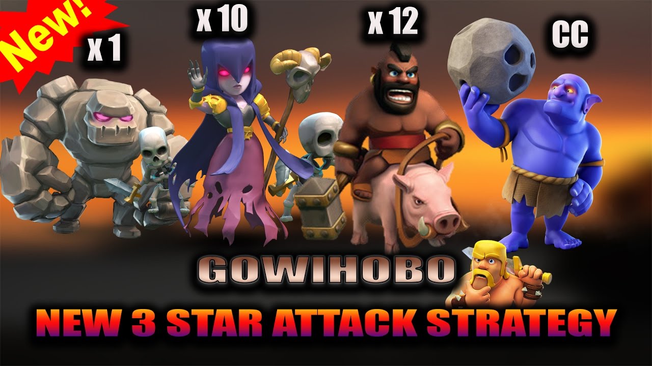 TH9 GOWIHOBO NEW 3 STAR ATTACK STRATEGY | GOLEM+WITCH+HOGS+BOWLERS OVERPOWERED | CLASH OF CLANS !!