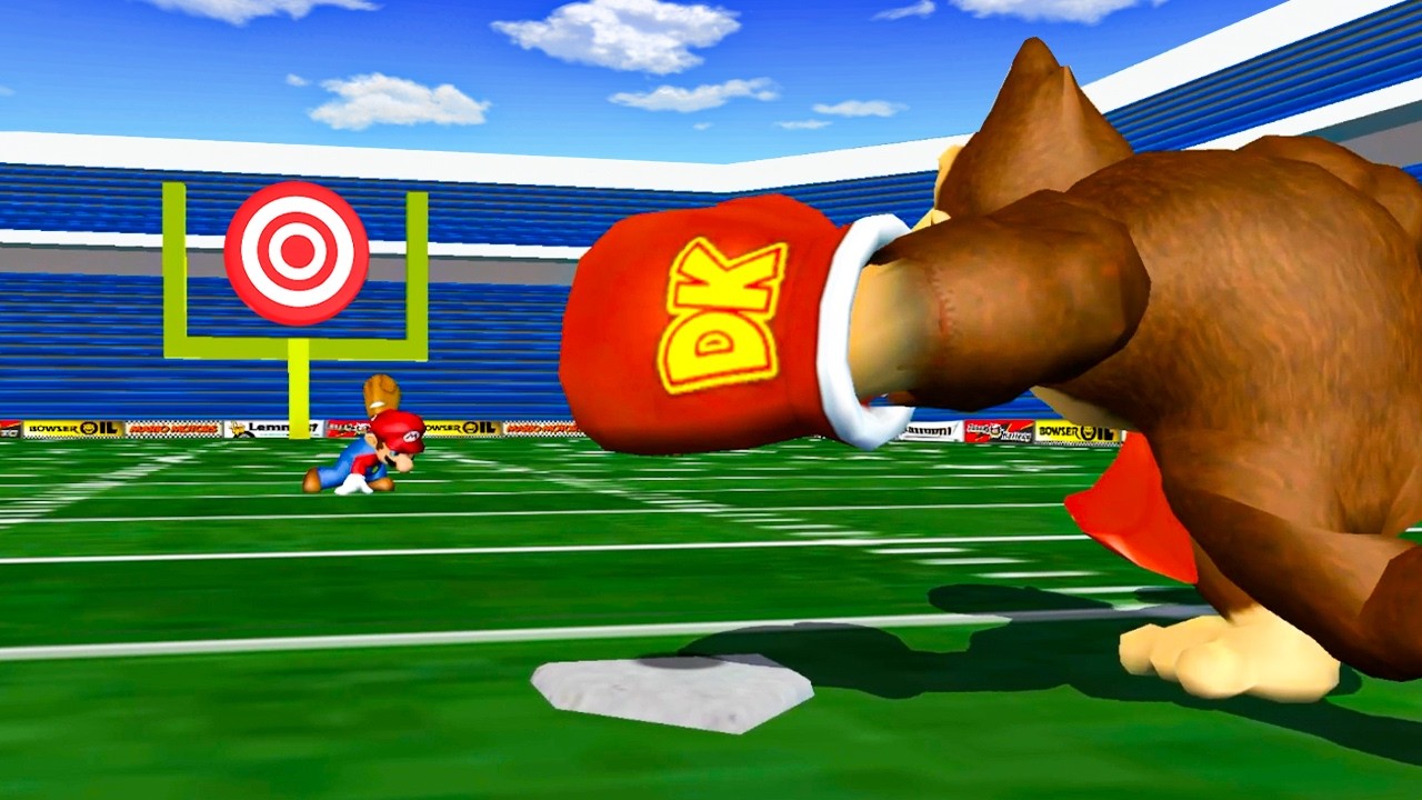 When you play football in Mario Super Sluggers...