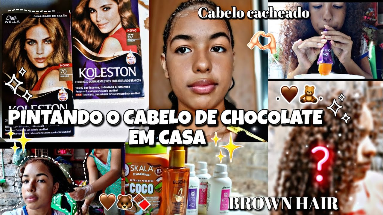 PINTANDO MEU CABELO CACHEADO SOZINHA EM CASA |brown hair| 🍫🤎✨️