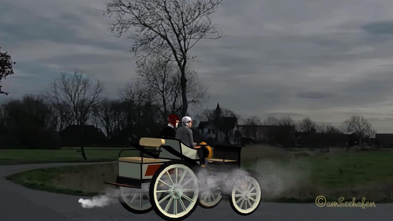 Benz Velo 1898 Oldtimer Ausfahrt Trickfilm Classic Car Ride Animation Ostfriesland