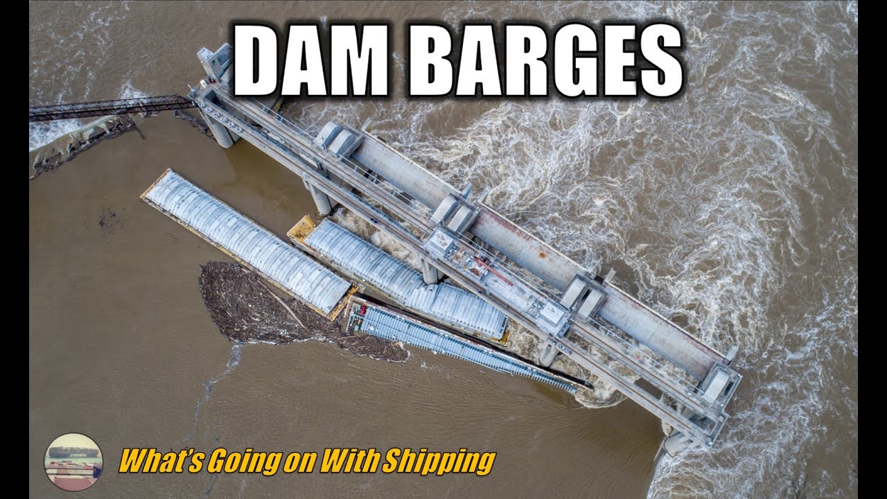 Towboat Queen City Looses Barges with Three Pinned On a Dam | One Barge Loaded with Methanol