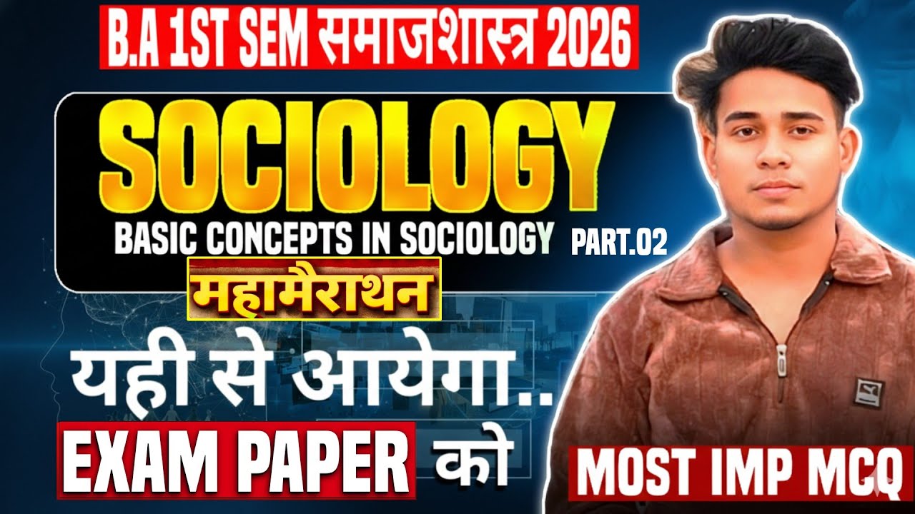 baa 1st Semester sociology most important MCQs 2026,ccsu all university 