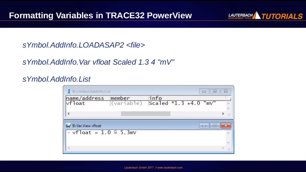 Formatting Variables in TRACE32 PowerView