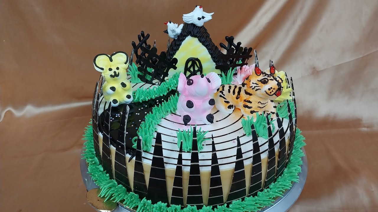 Butterscotch Flavour cake/ Animals decoration cake/ Happy birthday cake/ video like and subscribe 🙏