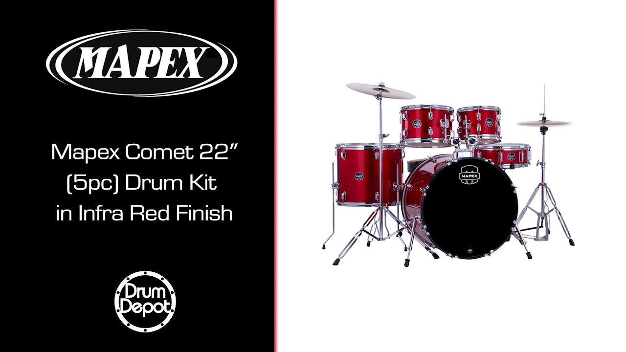 Mapex Comet 22″ (5pc) Drum Kit, finished in Infra Red - Demo