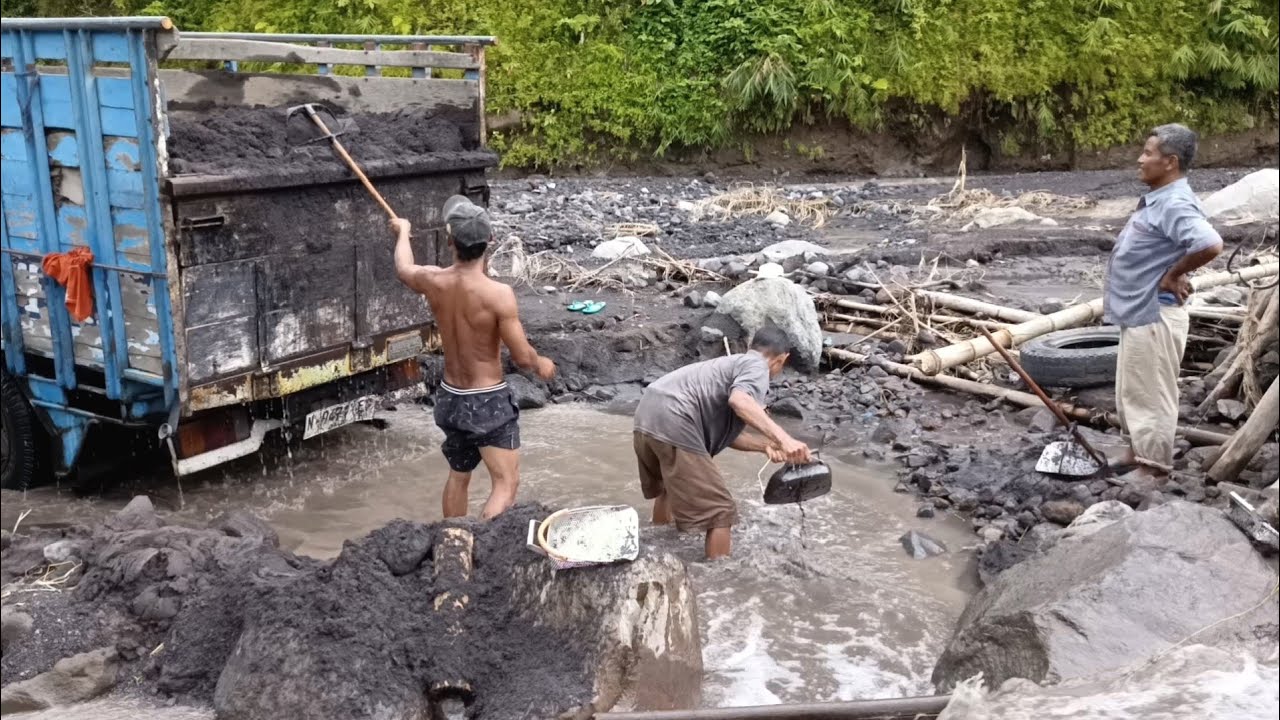 Sand Mining Activities On the Slopes of Mount Semeru, Indonesia