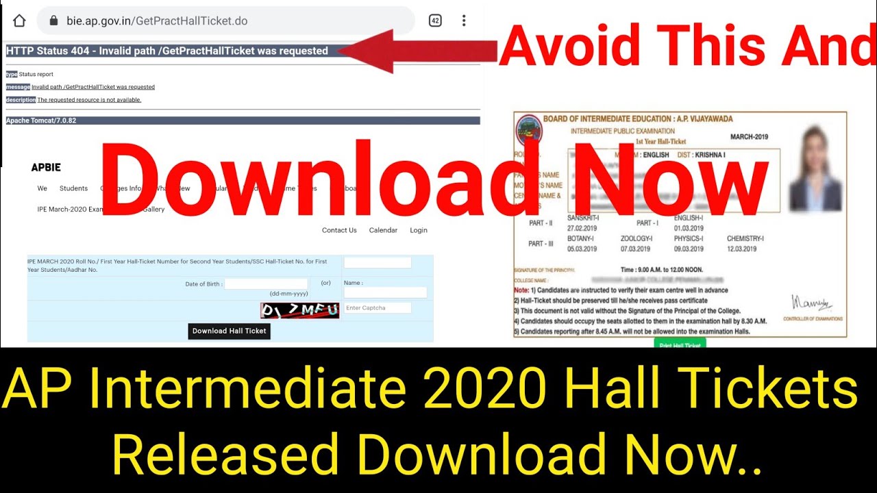 How to Download ap intermediate Hall tickets 2020 when error is Coming in telugu