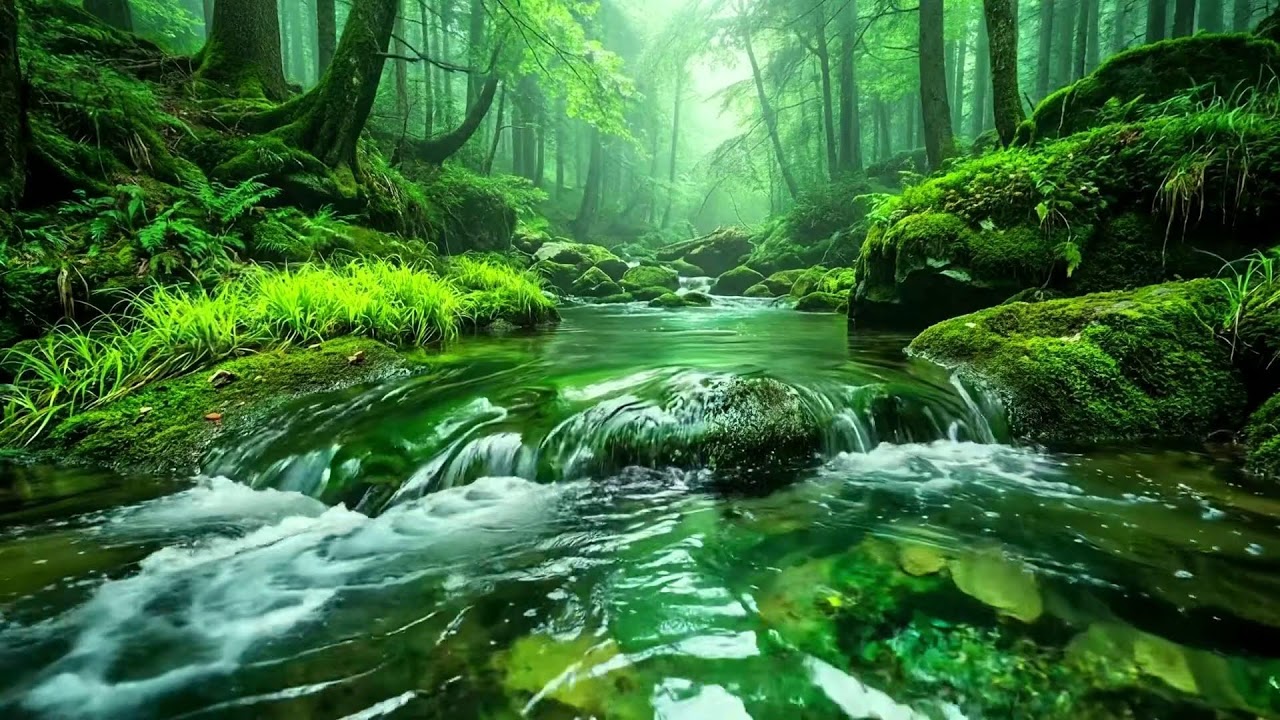 Winding Forest Stream Flowing Gently, Birds Singing in Trees, Relaxing Nature Sounds for Calm ASMR