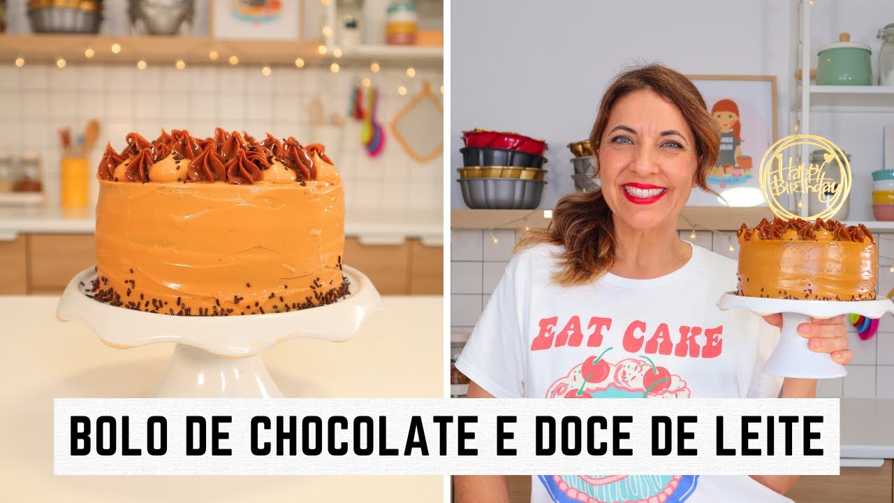 Bolo de aniversário de chocolate e doce de leite