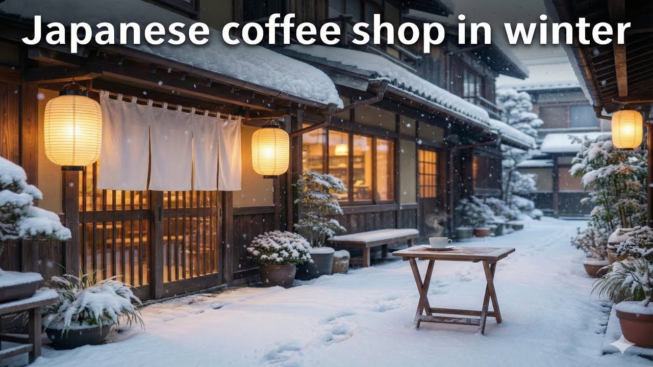 Peaceful Japanese Winter Cafe Ambience - Beats to relax/study to 📚 Lofi Mix 1h
