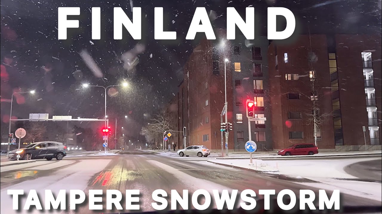 TAMPERE CITY 4K WINTER NIGHT DRIVING TOUR IN A MASSIVE SNOWSTORM | REAL ROAD CONDITIONS AT NIGHT 👀 