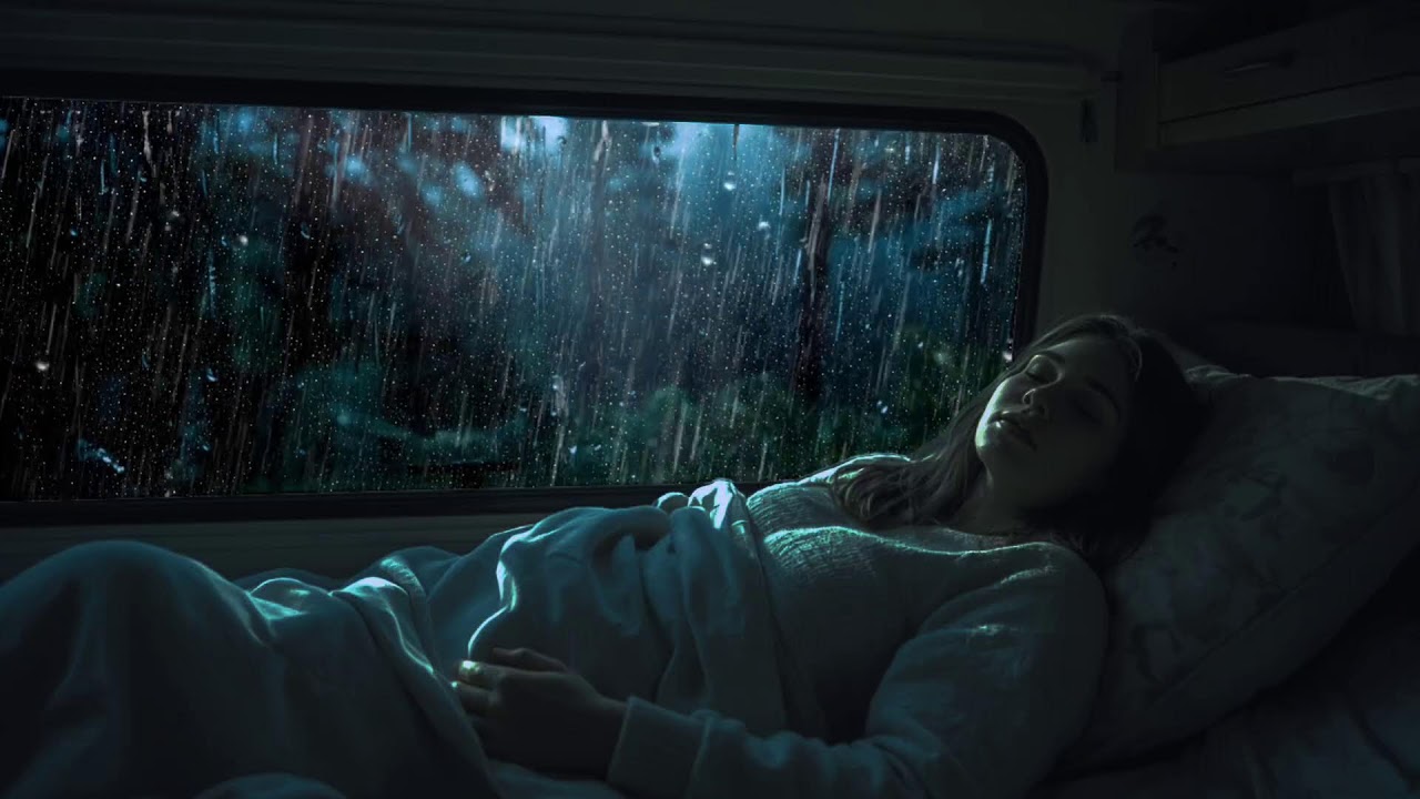 8 Hours Heavy Rain in Van | Sleep Ambience