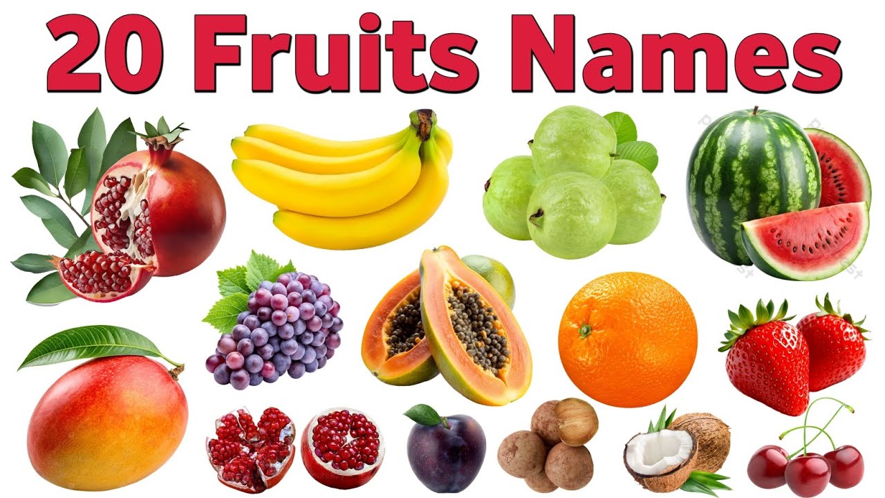 🍎 20 Fruits Names for Kids | फलों के नाम | Learn Fruits in English & Hindi 👶✨