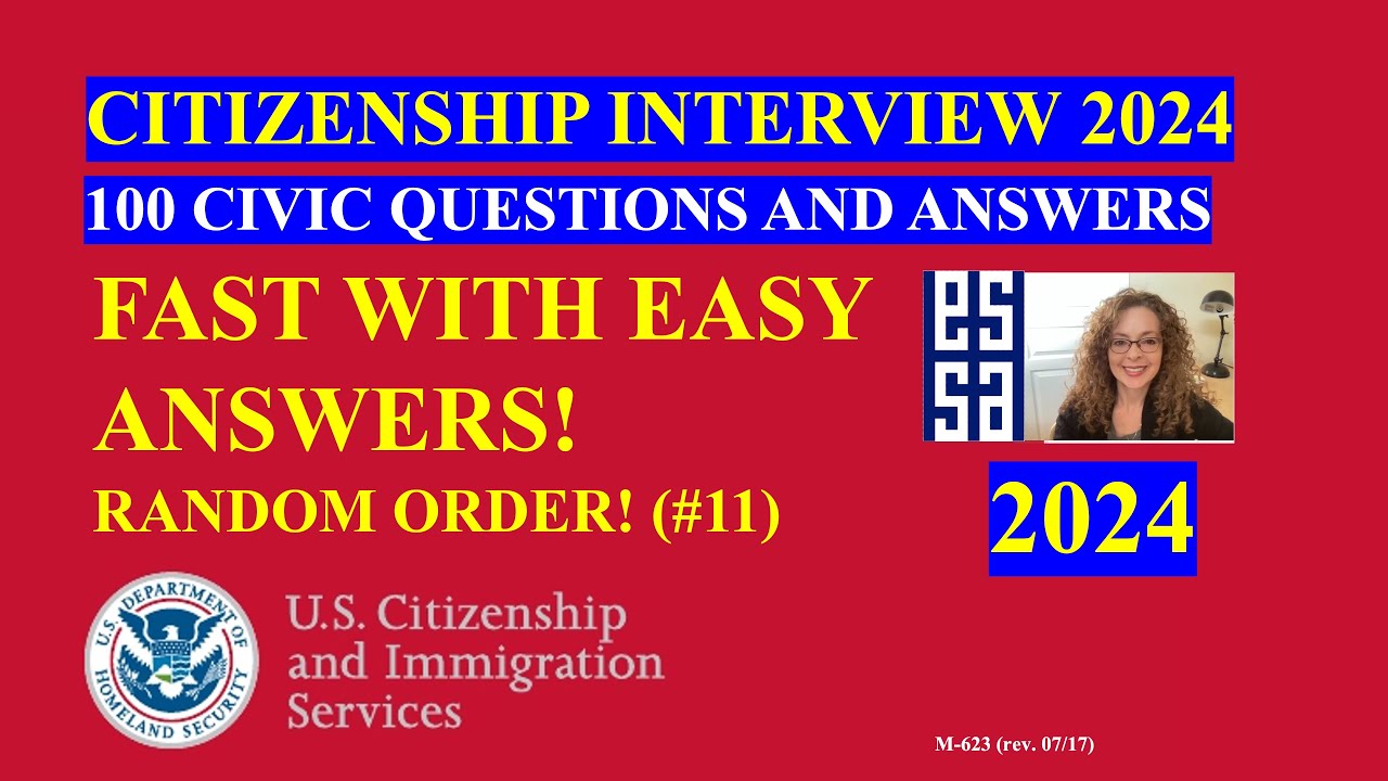 2024 Random 100 Civics Questions and Answers: U.S.  Citizenship Interview 2024 | Fast Easy Answer
