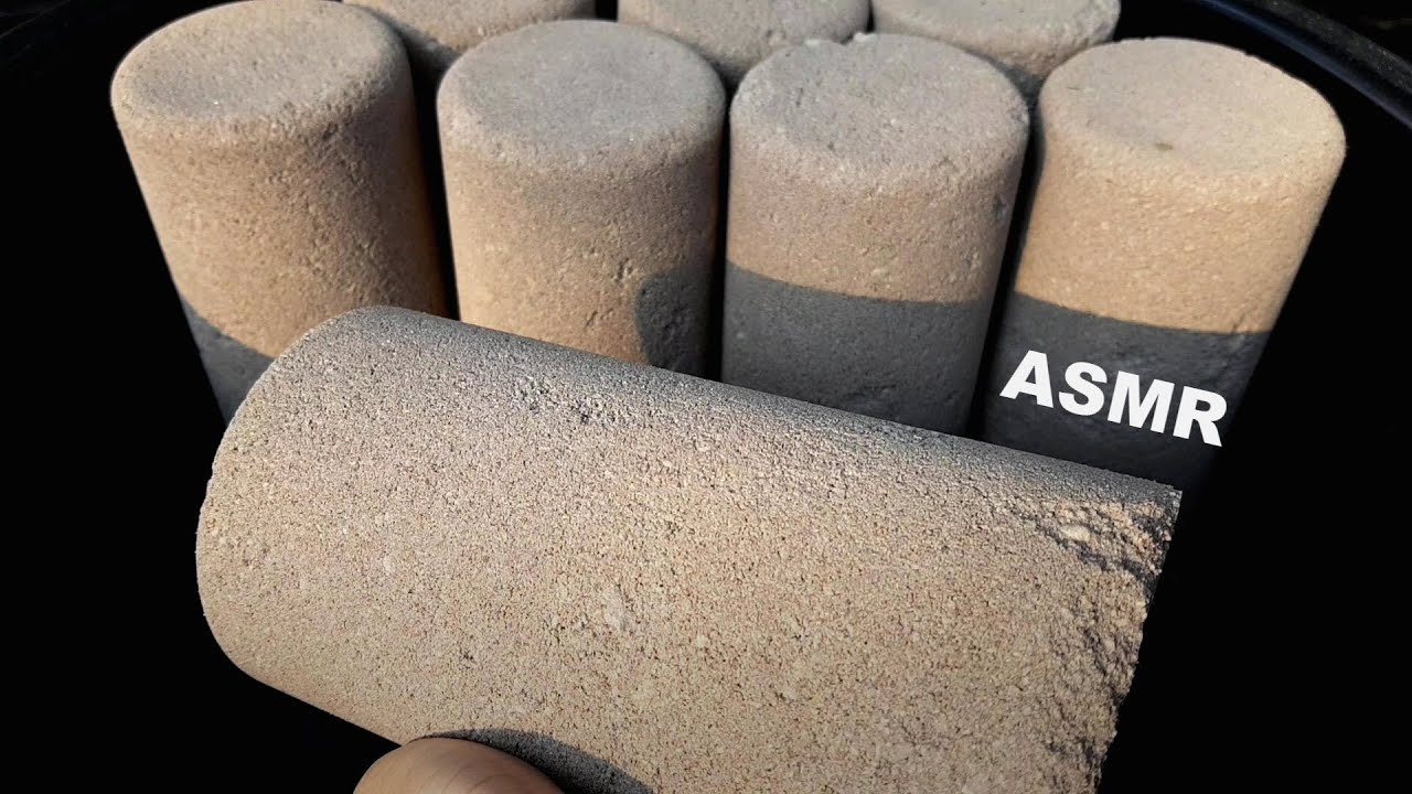 ASMR : Cement+Sand Cylinder Crumble in Water #360