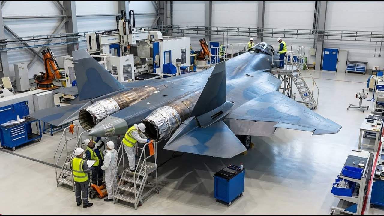 Inside Su-57 Factory: Advanced Exhaust Nozzle Materials & Heat Shield Installation