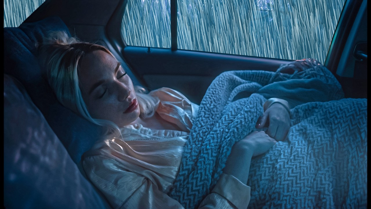 Real Rain and Thunder Sounds on Car Window for Sleeping 🚗🌧️