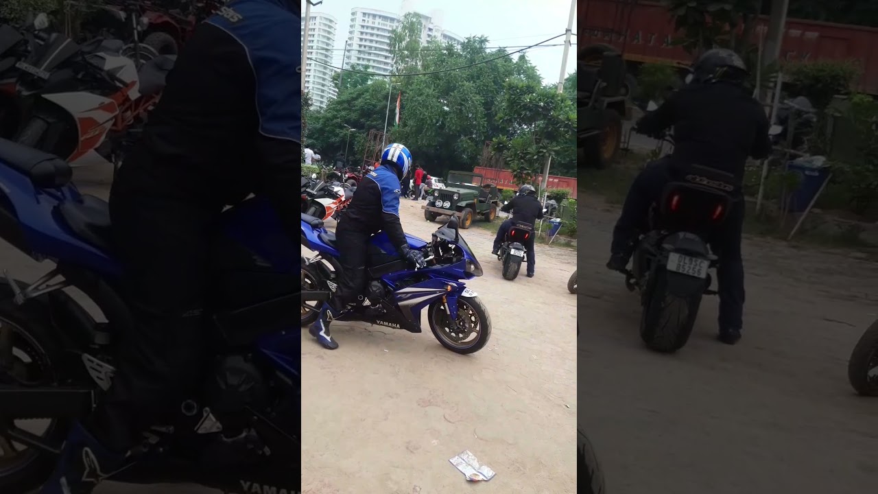 r1 yamaha 1000 cc.sports bike at gfr road.throttle shrottle.