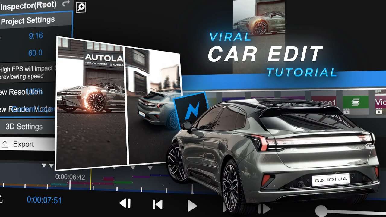 Trending Smooth Speed Ramb Car Edit Tutorial | Like Ae 📱(Node Video Tutorial)