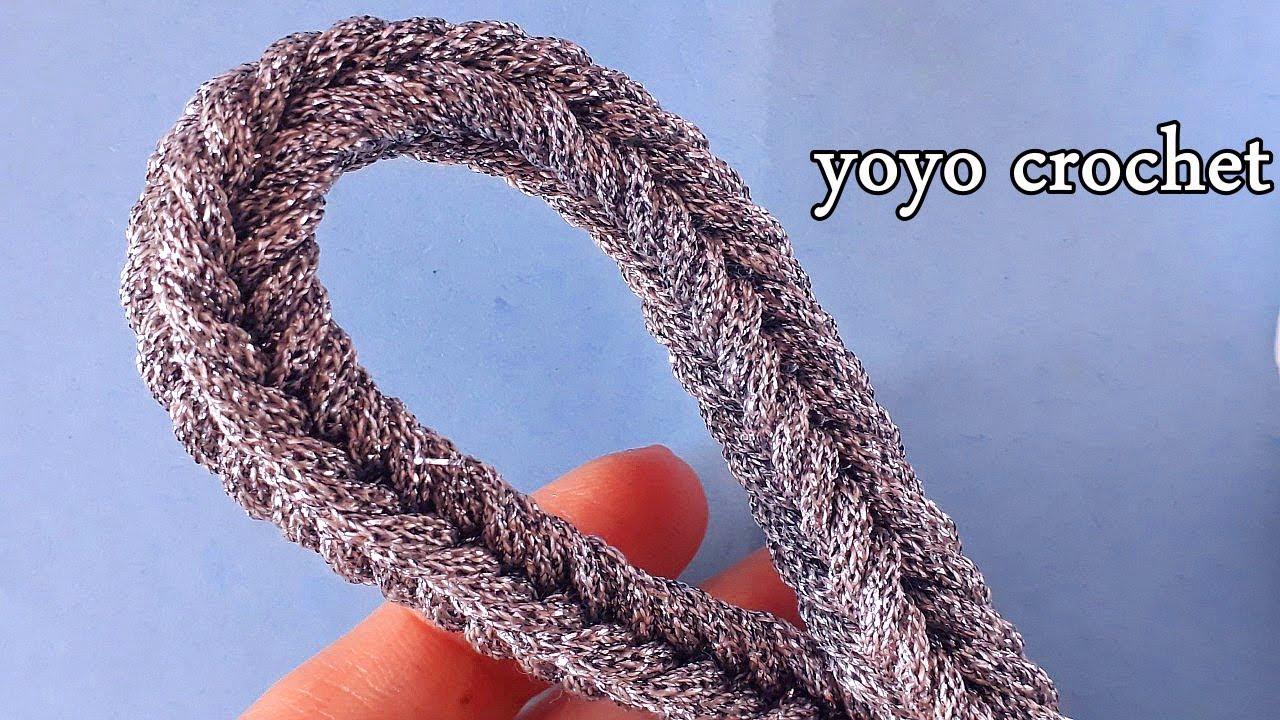 فقط بغرزة الحشو !!!! يد شنطة رائعة وسهلة - Crochet handle - Cord - handbag#يويو كروشية