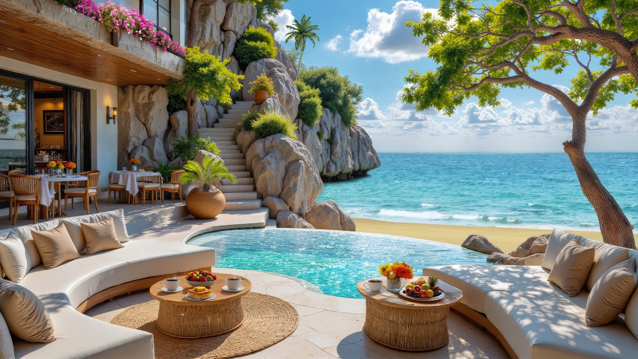 Smooth Bossa Nova Music in Seaside Resort Ambience 🌊 Instrumental Jazz Music for Work, Study
