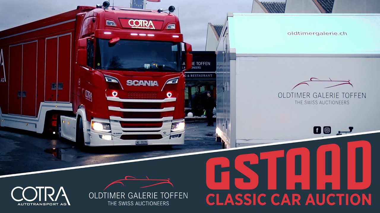 COTRA - Classic Car Auction Gstaad 2022 - Oldtimer Transport - Scania V8 & Volvo FH