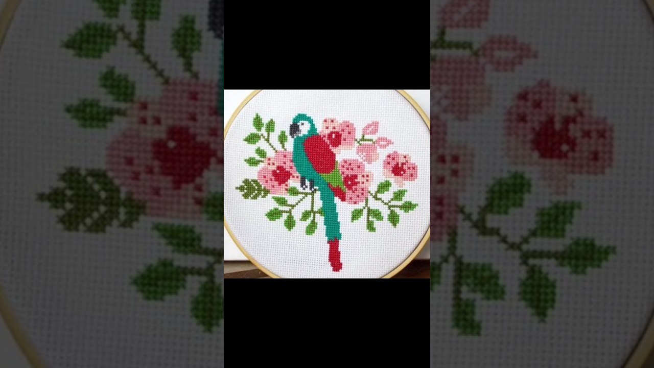 woolen sitting mat design cross stitch #shortvideo