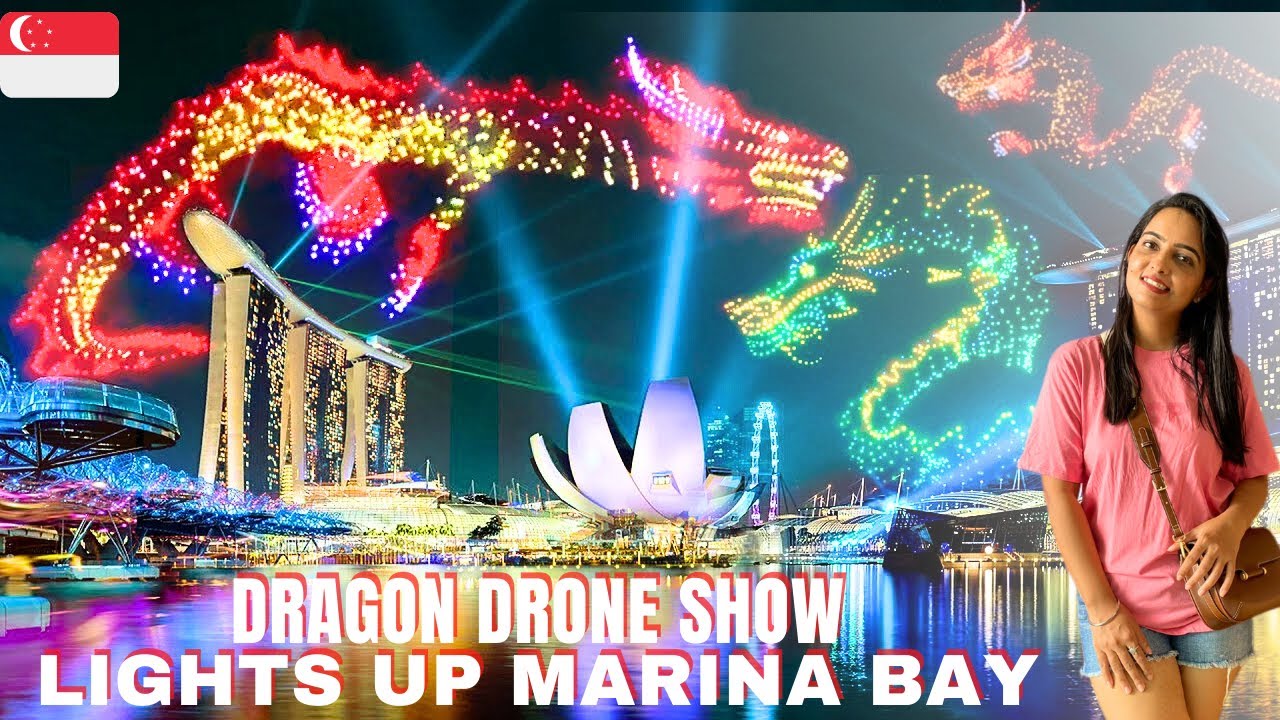 Singapore Marina Bay flying Dragon Drone Light Show 2024🐉 | Mani & Sky |