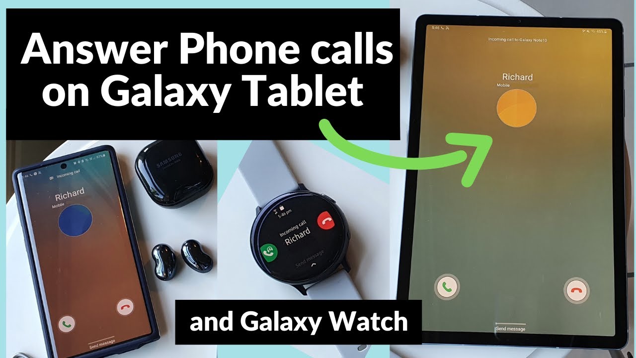 Как отвечать на телефонные звонки на планшете Samsung Galaxy Tablet и часах Galaxy Watch, подключ...