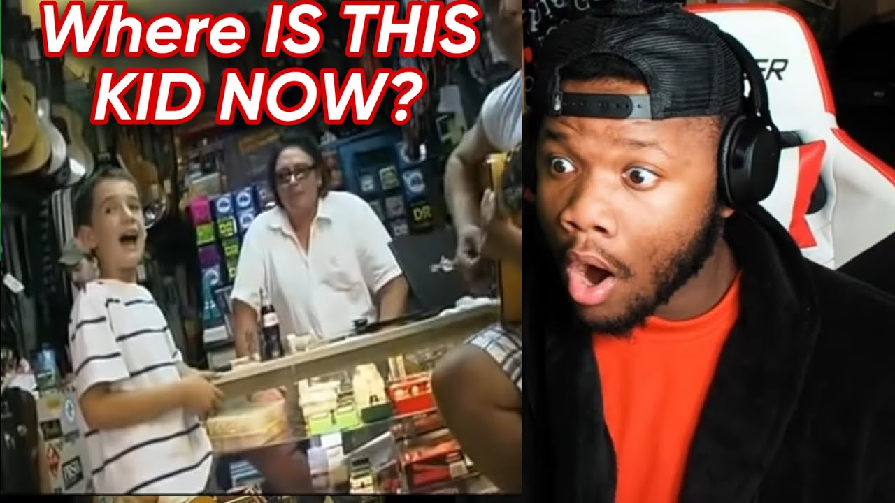 White Kid Sing The Blues In Guitar Shop Like It's Nobody's Business! REACTION
