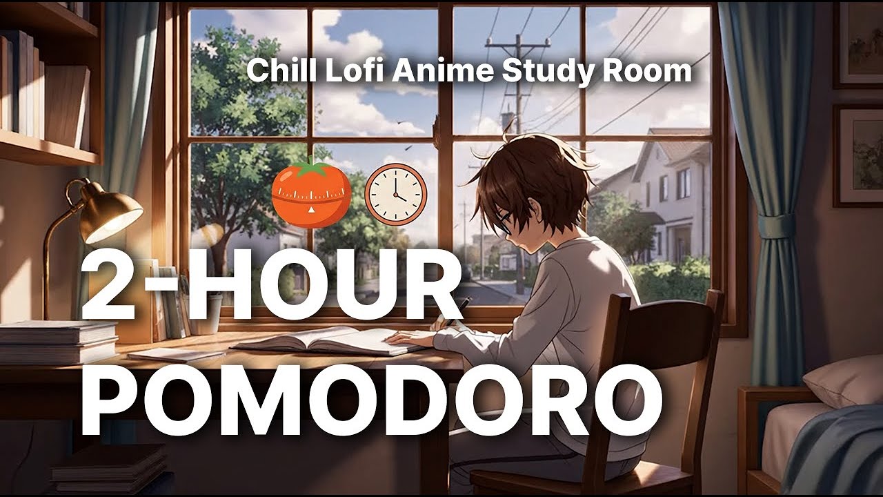 2-HOUR POMODORO ⏳ Chill Lofi Anime Study Room | Deep Focus & Calm