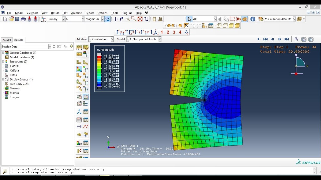 Abaqus tutorials for beginners-Static Non Linear Crack analysis of a plate