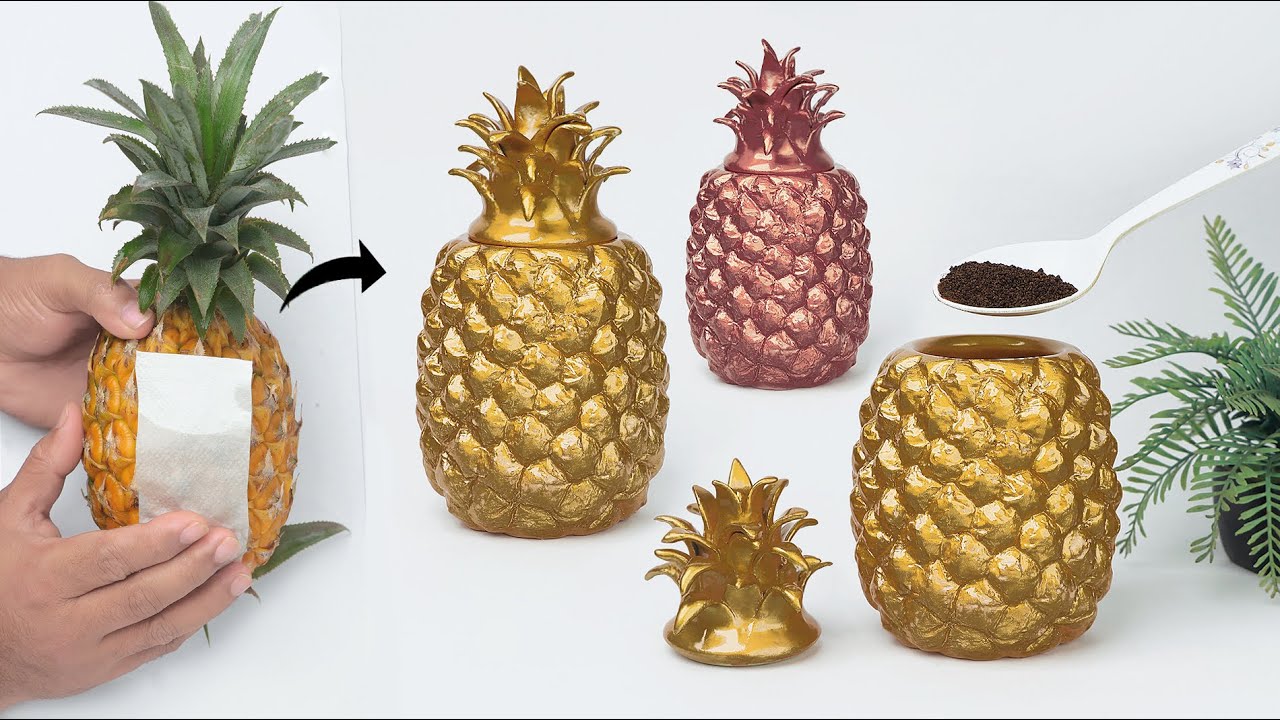 Pineapple Sugar pot / Coffee pot making at home with Cement // Cement pot making